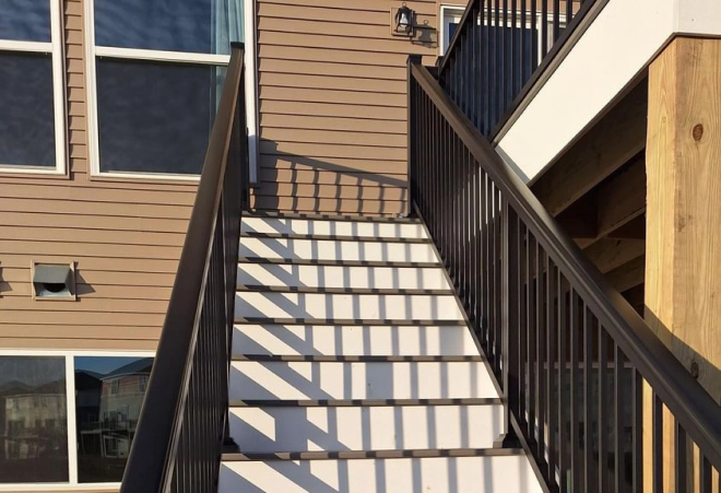 a newly built deck stairs